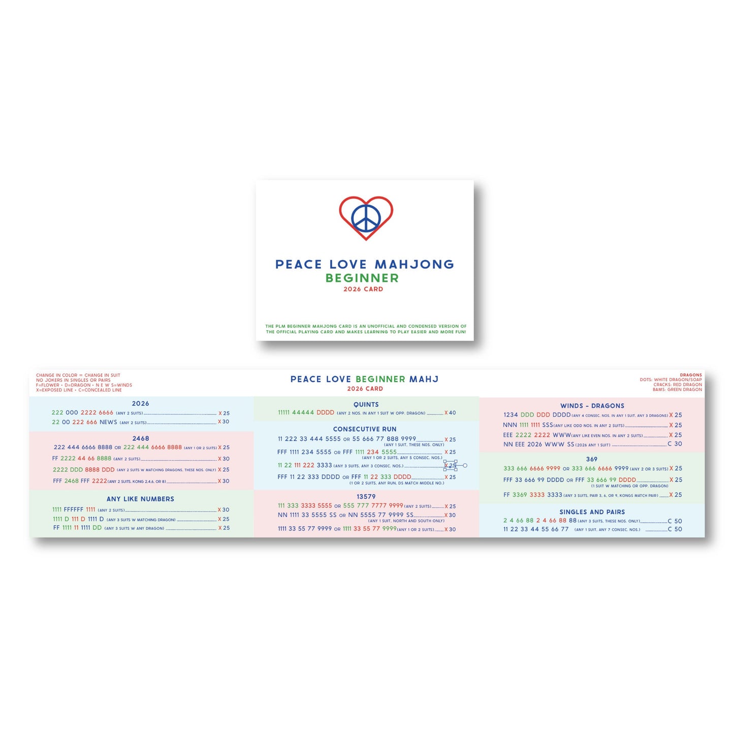 2026 Beginner Mahjong Card