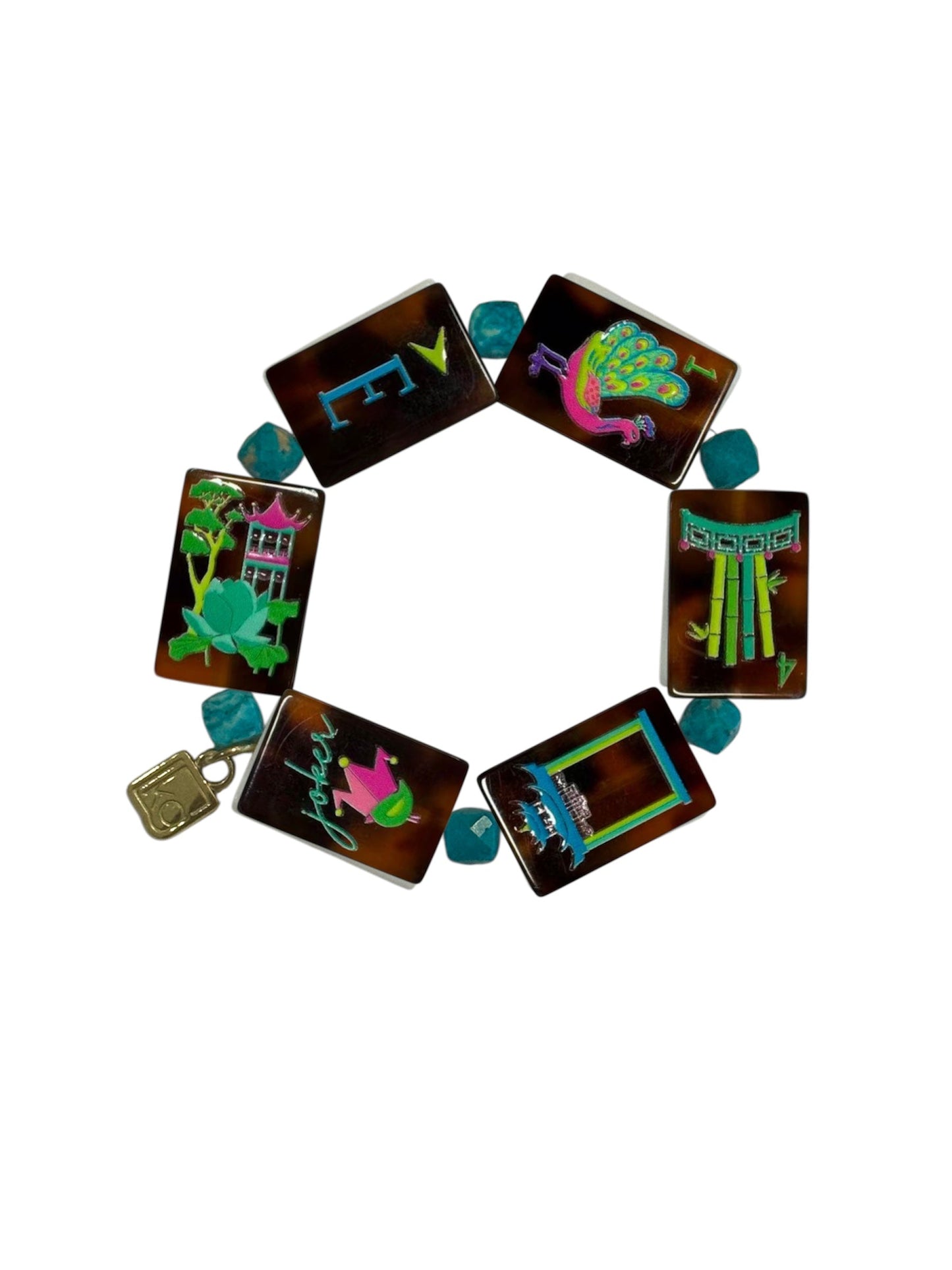 Afterglow Tortoise + Turquoise Mahjong Bracelet