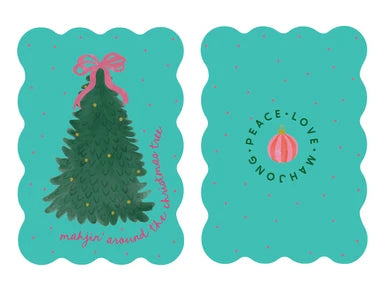 Mahjin' Around the Christmas Tree (Aqua) Mahjong Tile Shufflers | Peace Love Mahjong