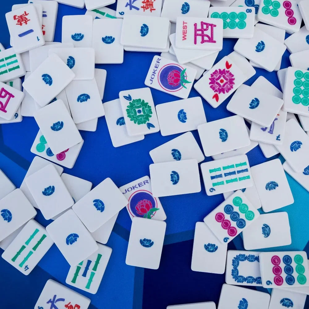 White with Jewel-Tones Travel Mahjong Set | The Mahjong House