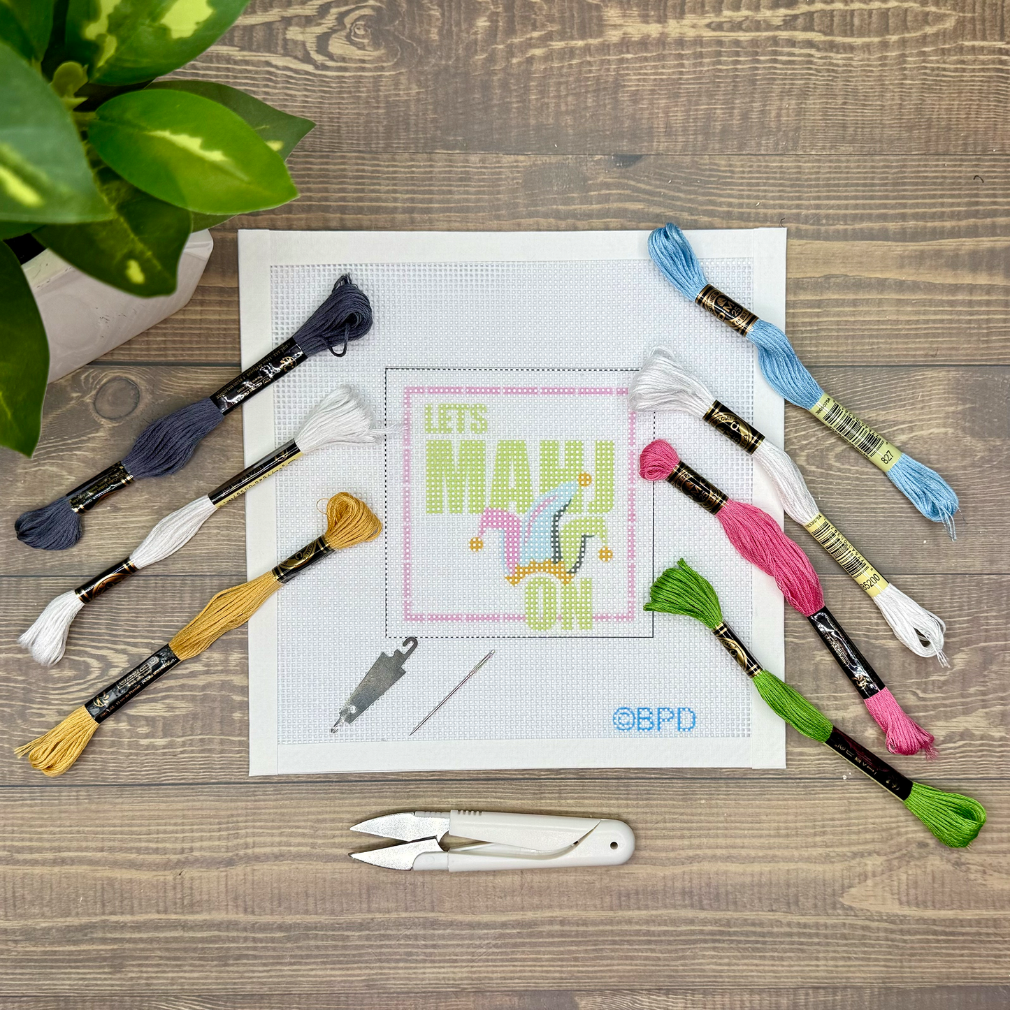 "Lets Mahj On" Needlepoint Kit | Blue Poppy Designs