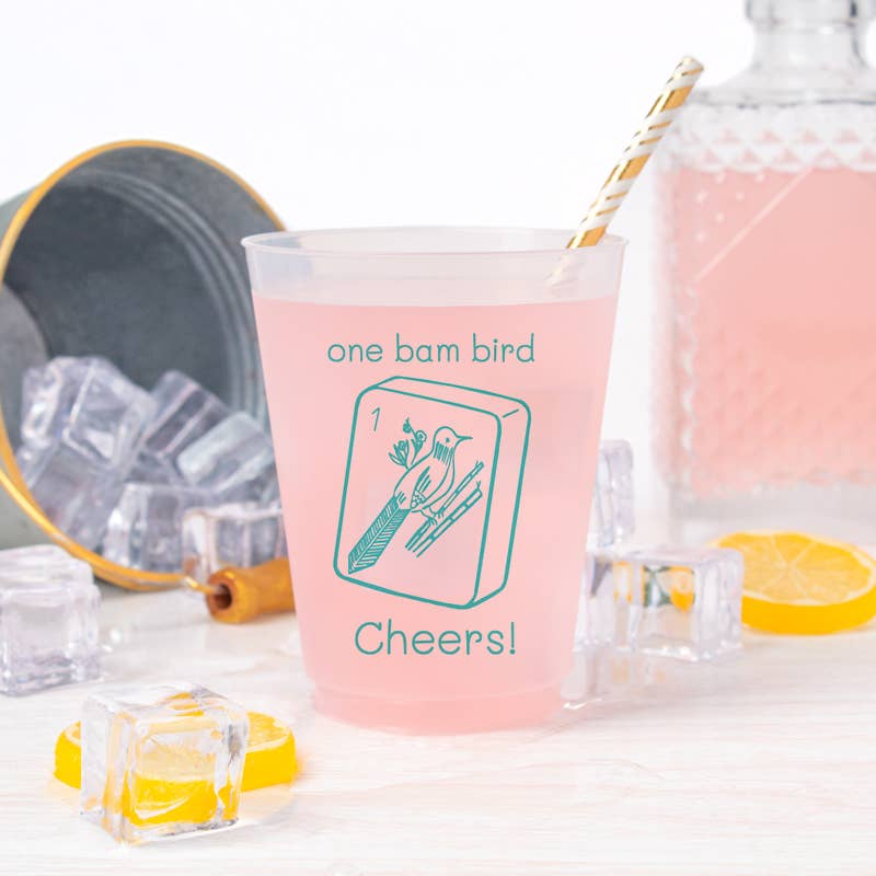 One Bam Bird Mahjong Frosted Cups | Natty Michelle Paperie
