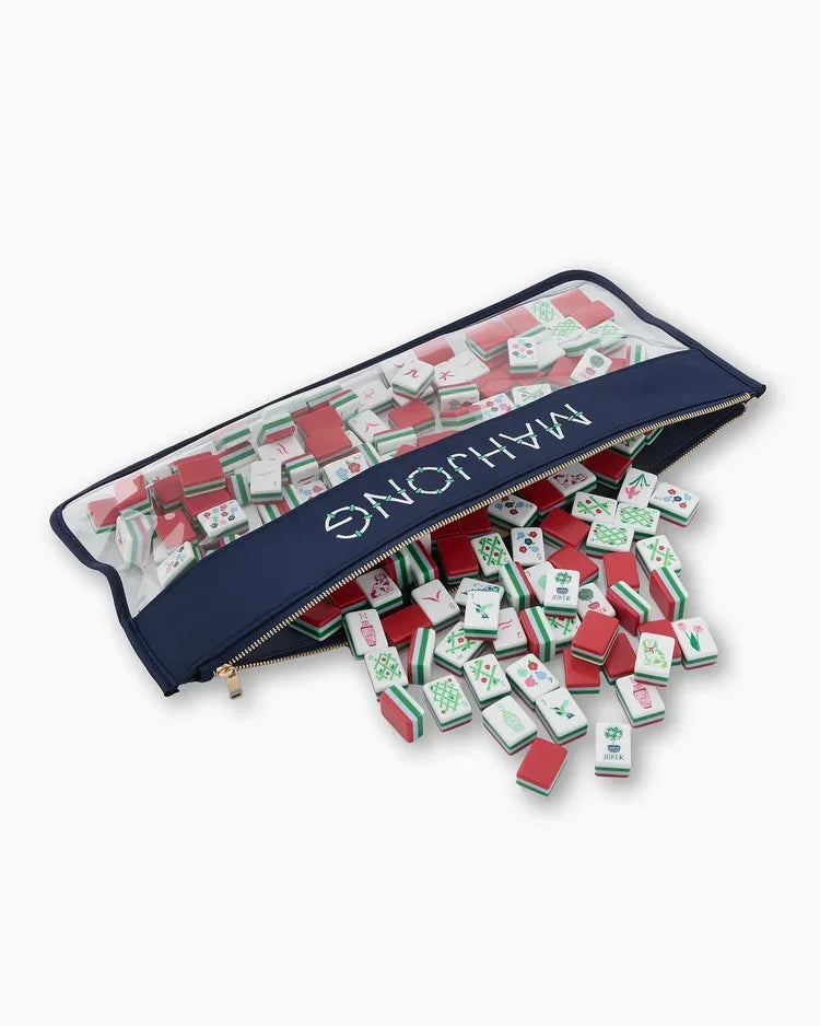 Navy Bamboo Tile Carrying Bag | Oh My Mahjong