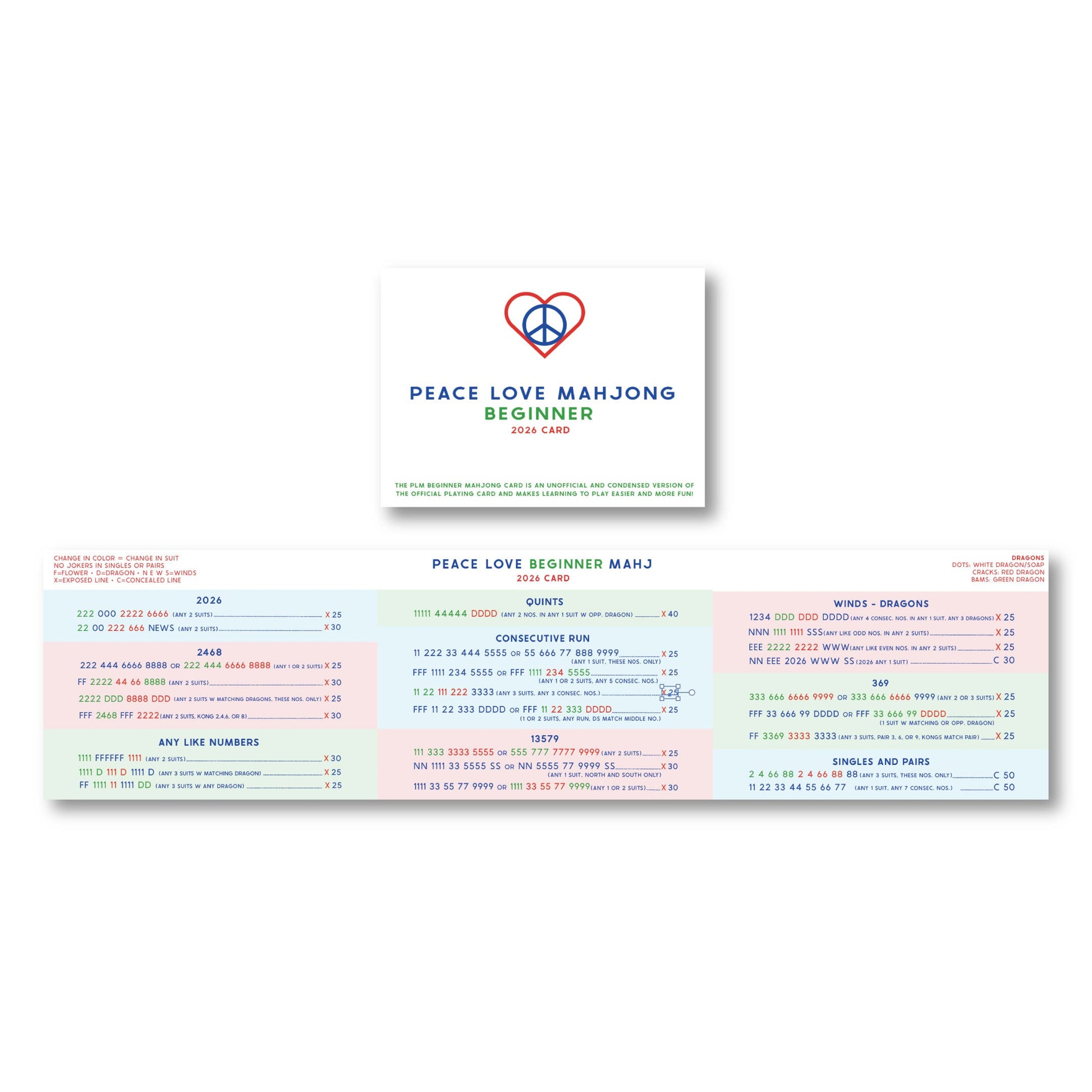 2026 Beginner Mahjong Card