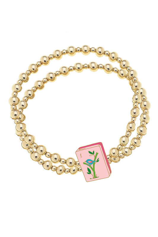 Mahjong Ball Bead Stretch Bracelet