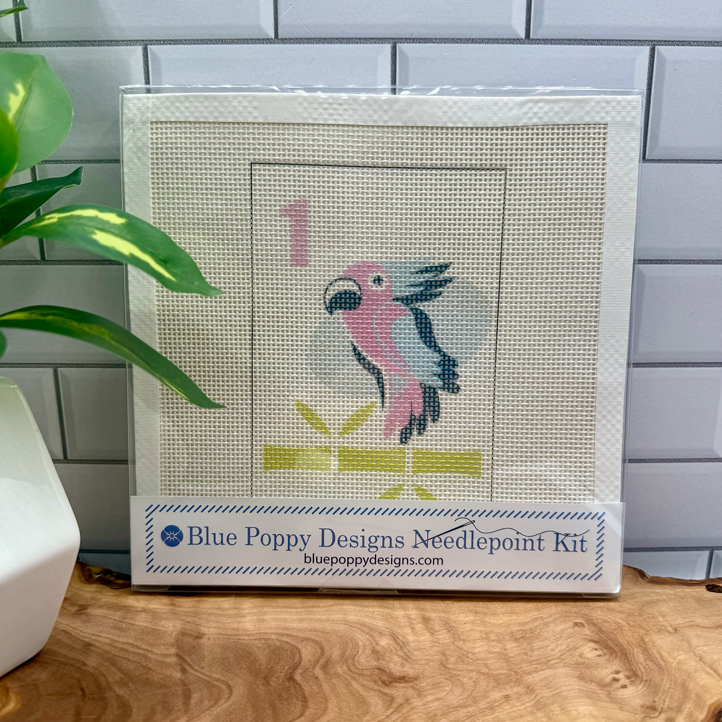 Mahjong One Bird Bamboo Needlepoint Kit | Blue Poppy Designs