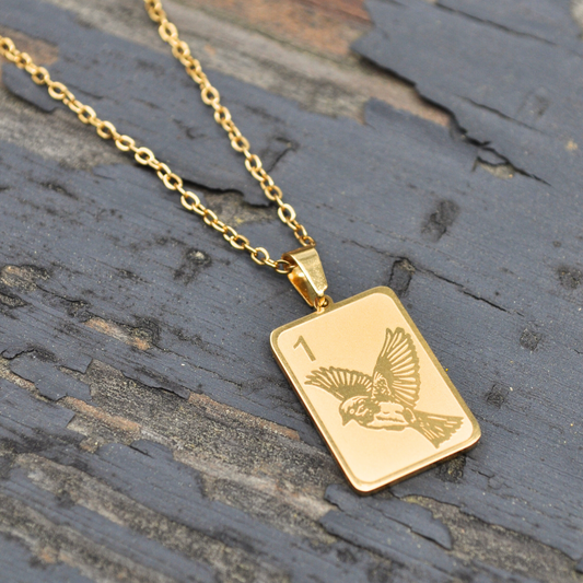 One Bam Bird Engraved Mahjong Necklace | Middle & Main Mahjong