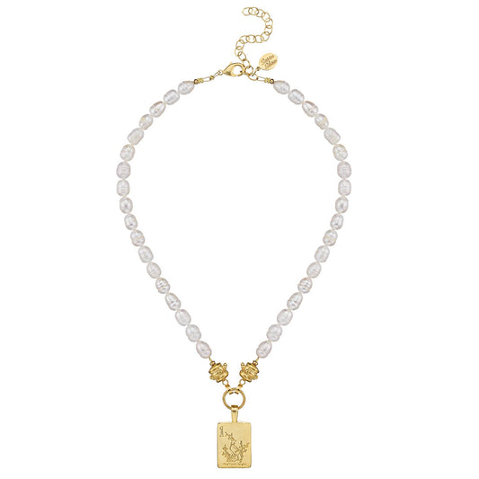 1 Bam Bird Mahjong Tile Pearl Necklace | Susan Shaw
