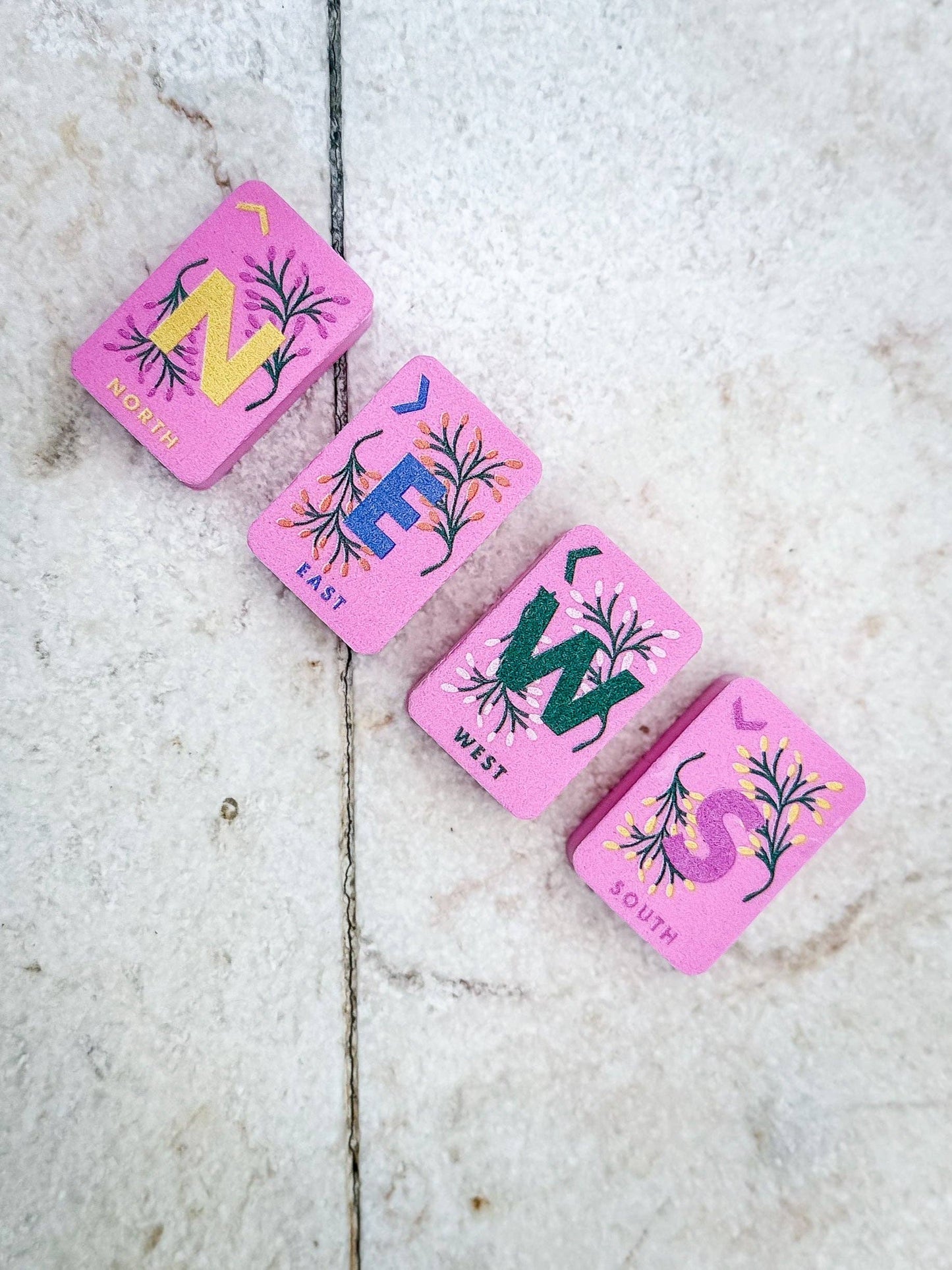 Floral Pink Floating Mahjong Tiles