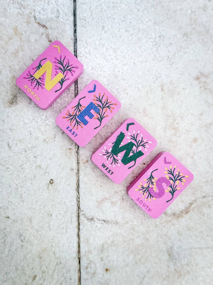 Floral Pink Floating Mahjong Tiles