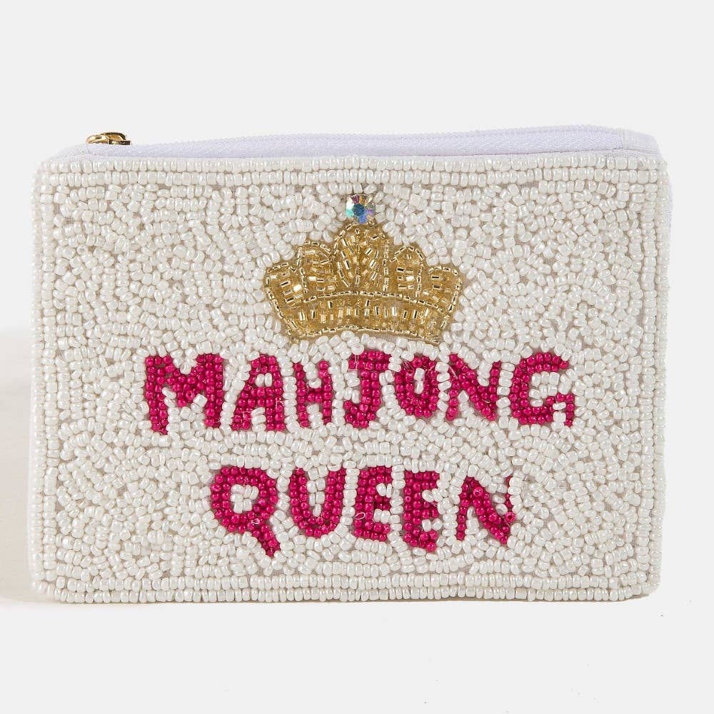 Mahjong Queen Seed Beaded Coin Purse