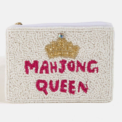 Mahjong Queen Seed Beaded Coin Purse