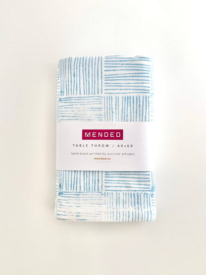 Striped Blue Table Throw