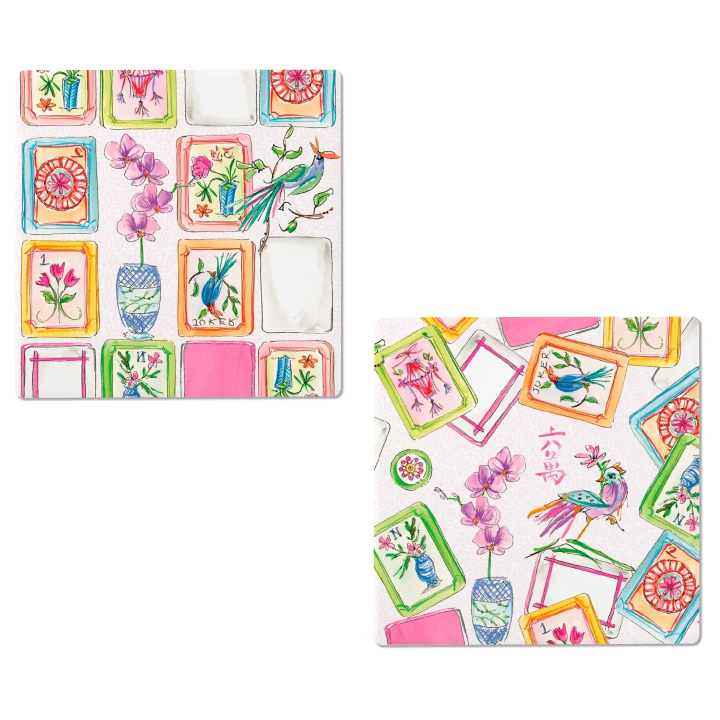 Mahjong Pink Ceramic Coasters (set of 4)
