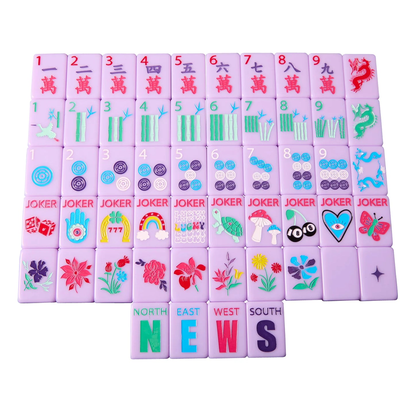 French Lavender Lucky Charms Tile Set | Bespoke Mahjong