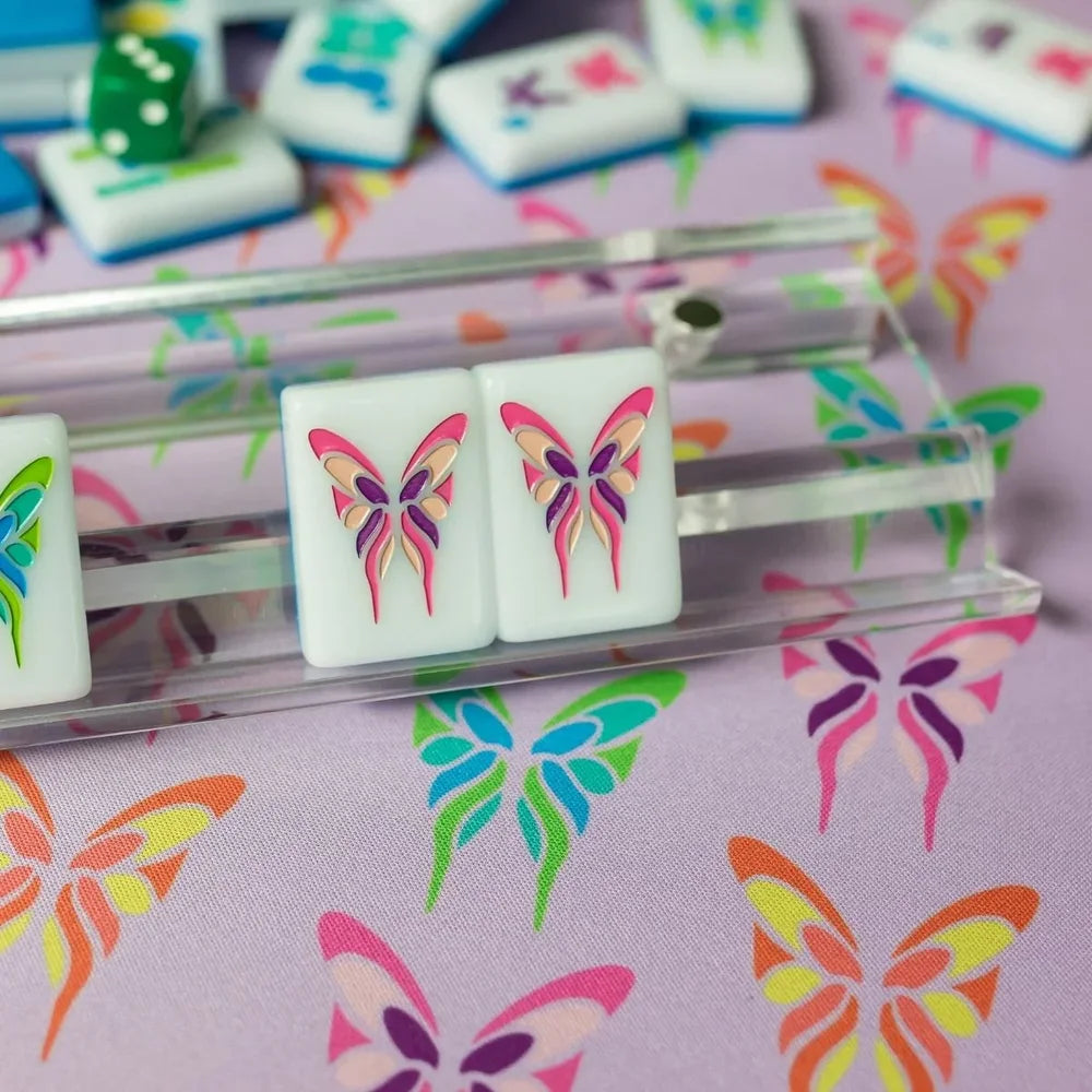 Electric Blue Garden Double-Sided Mahjong Mat | The Mahjong House