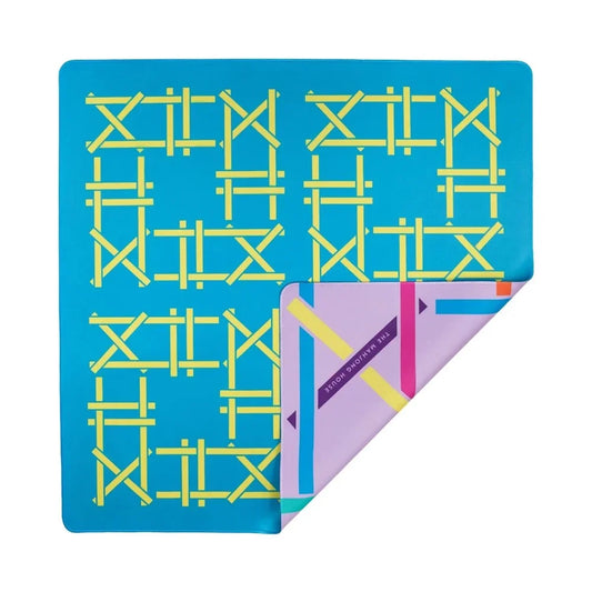 Electric Blue Trellis Double-Sided Travel Mahjong Mat | The Mahjong House