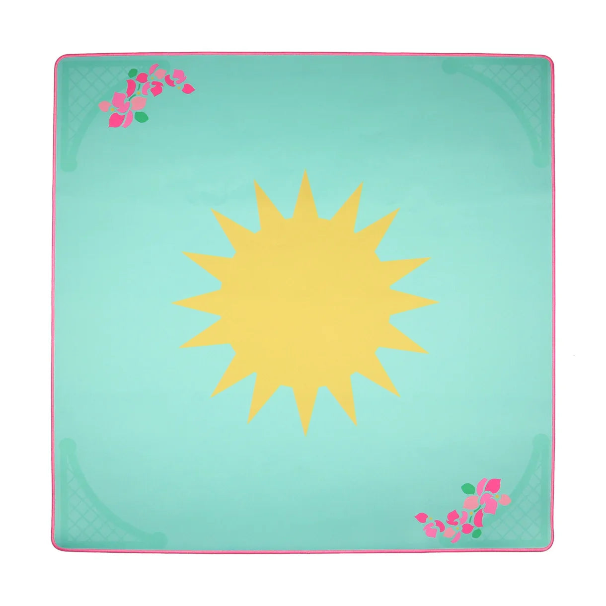 Turquoise Flower Mahjong Mat | The Mahjong House