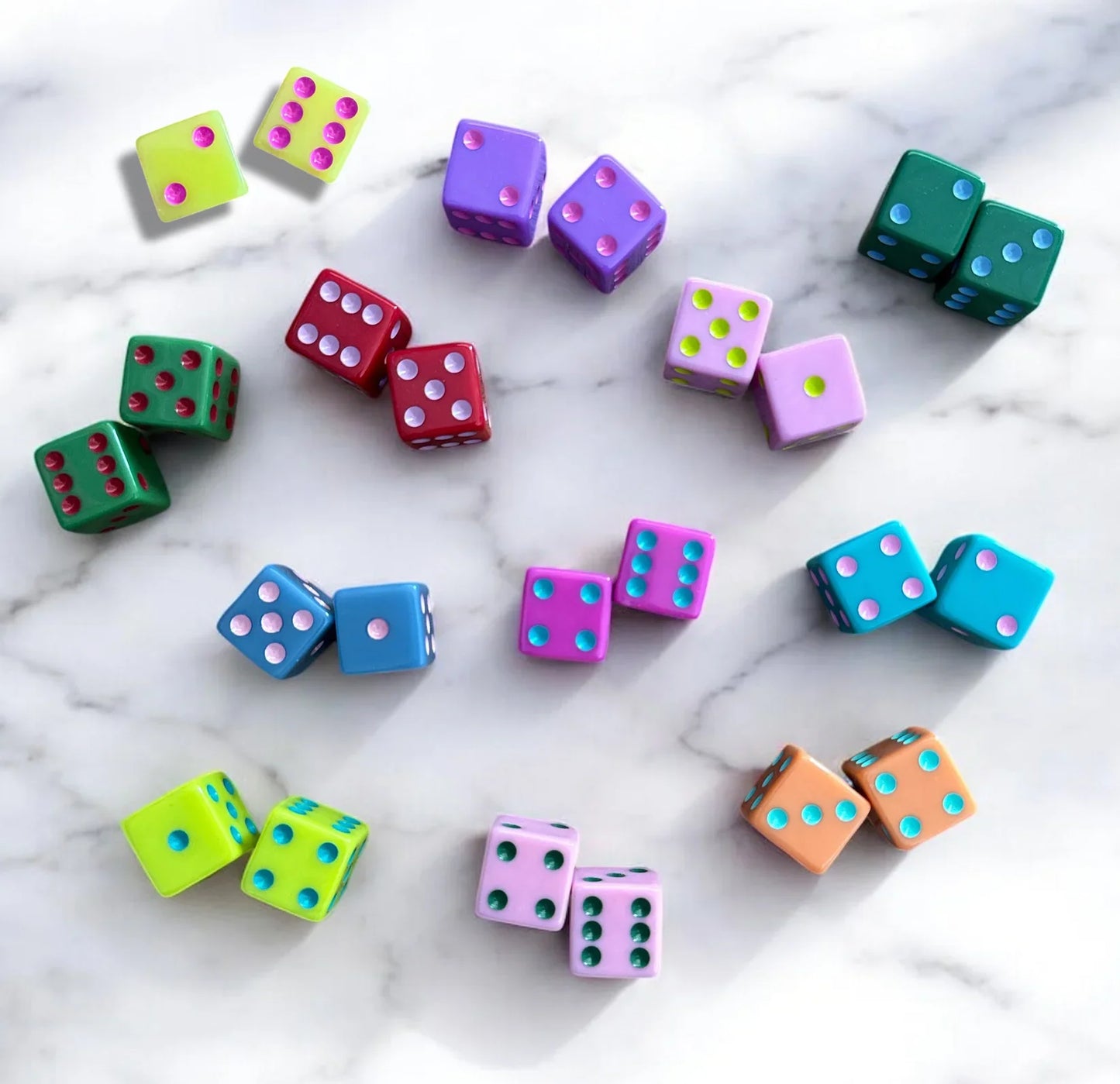 Colorful Mahjong Dice Set (Set of 2) | Peace Love Mahjong