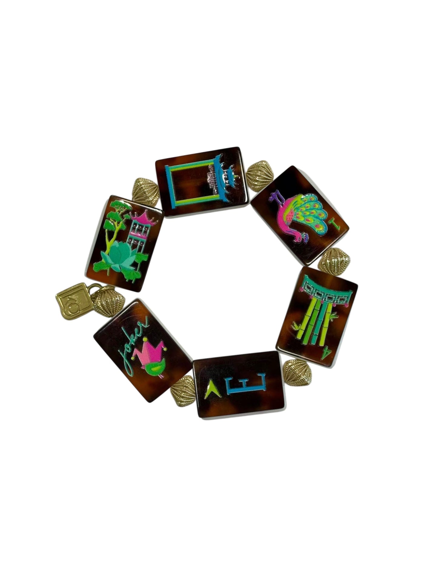 Afterglow Tortoise + Gold Mahjong Bracelet