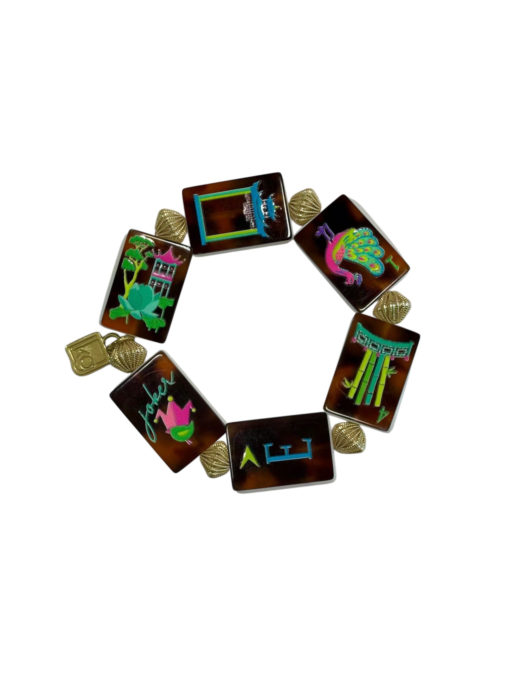 Afterglow Tortoise + Gold Mahjong Bracelet