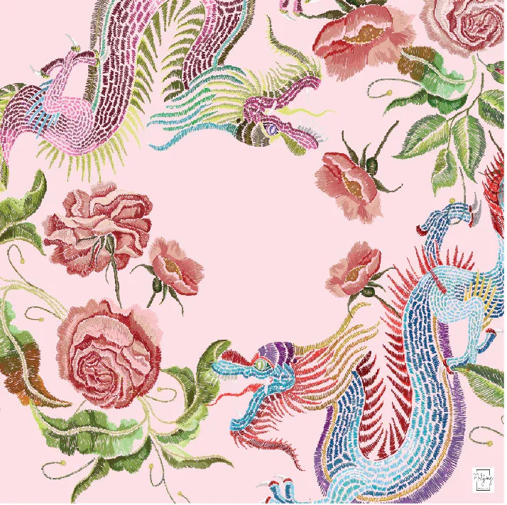 Pink Blush Year of the Dragon Mahjong Mat | Bespoke Mahjong