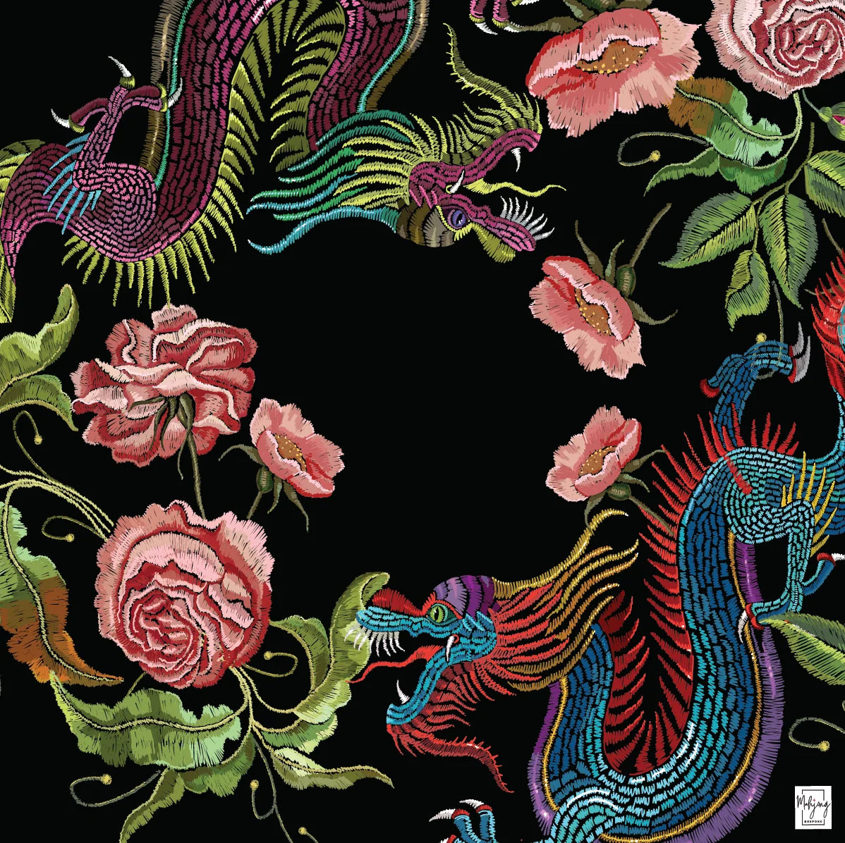 Black Year of the Dragon Mahjong Mat | Bespoke Mahjong