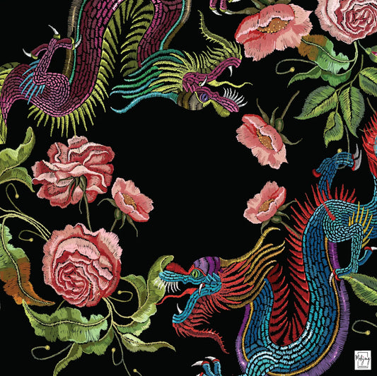 Black Year of the Dragon Mahjong Mat | Bespoke Mahjong