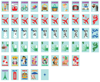 Icy Blue Bespoke X Gray Malin Getaway Dogs Mahjong Tiles | Bespoke Mahjong