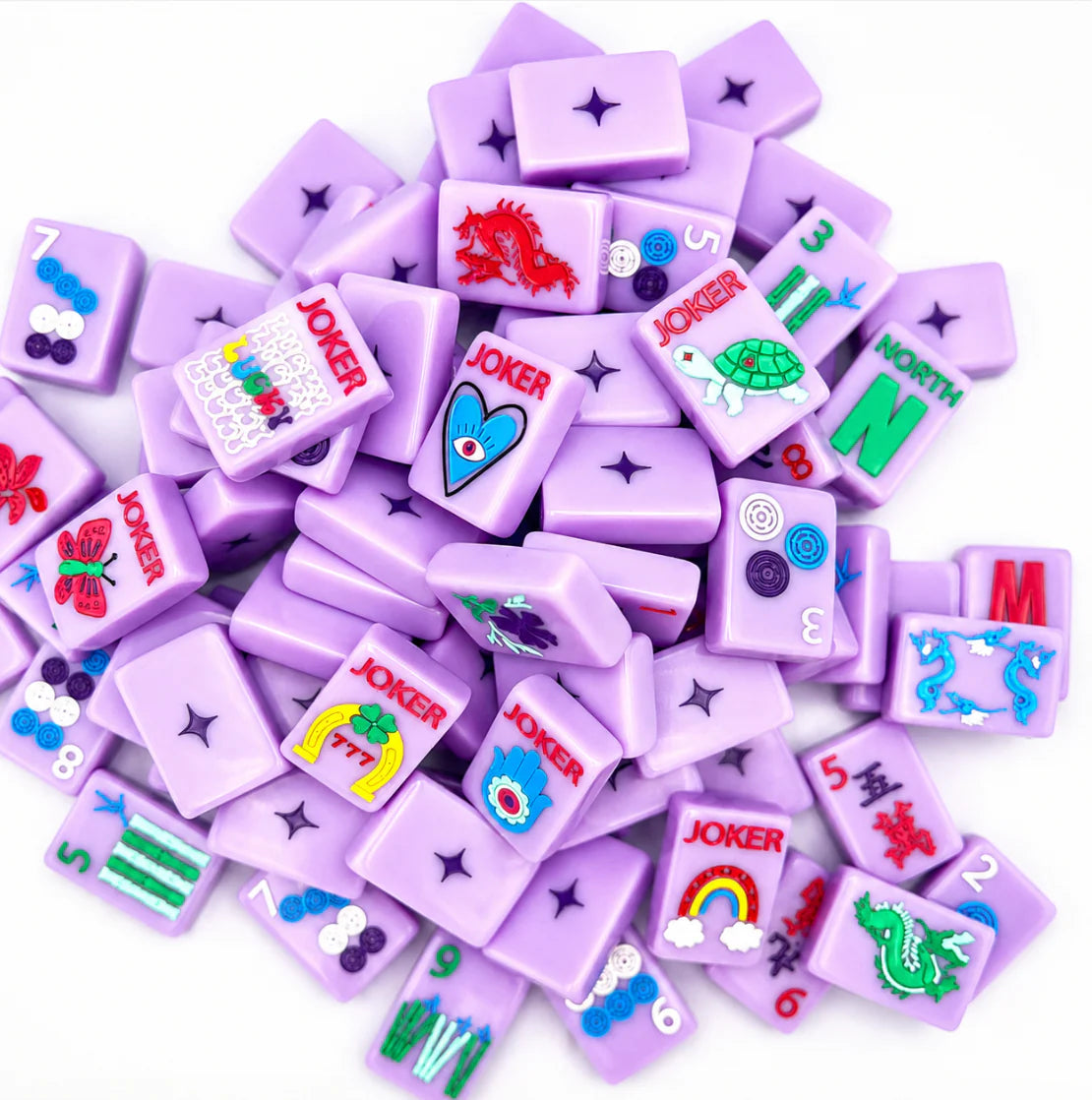 French Lavender Lucky Charms Tile Set | Bespoke Mahjong