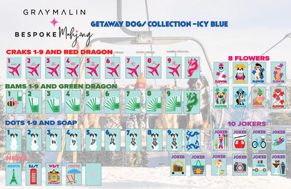 Icy Blue Bespoke X Gray Malin Getaway Dogs Mahjong Tiles | Bespoke Mahjong