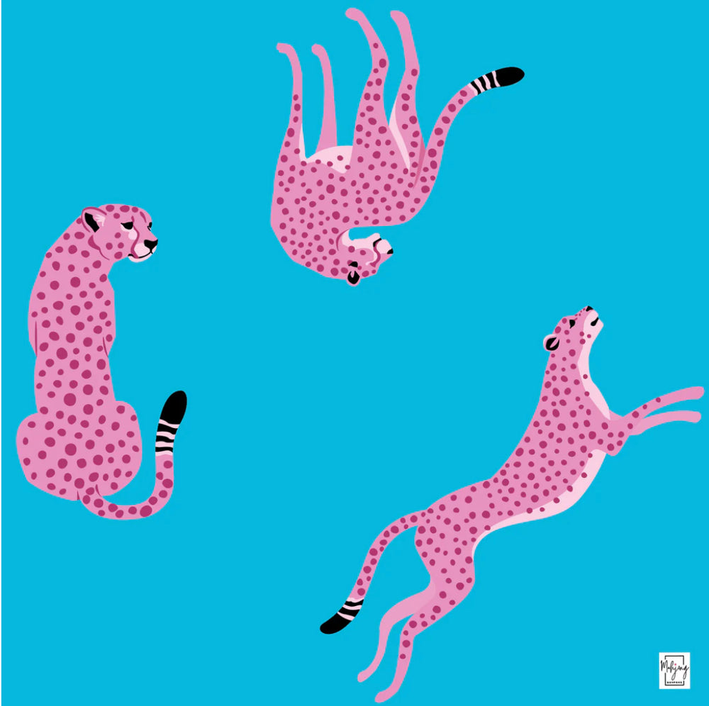 Vivid Blue Flirty Leopards Mahjong Mat | Bespoke Mahjong