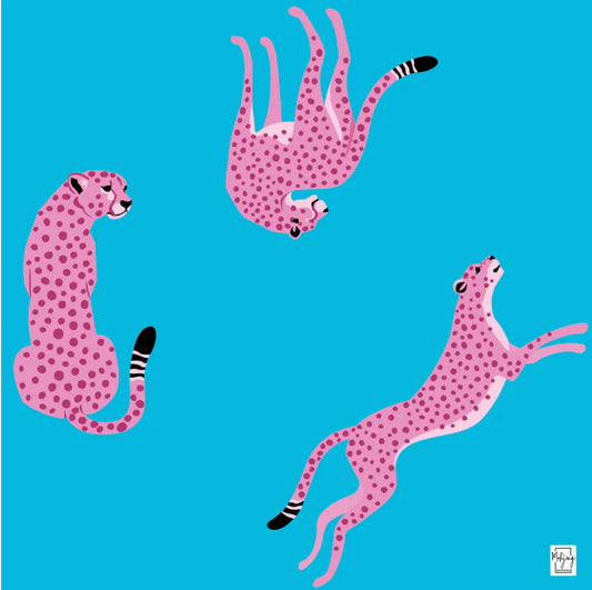 Vivid Blue Flirty Leopards Mahjong Mat | Bespoke Mahjong