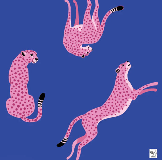 Cobalt Blue Flirty Leopards Mahjong Mat | Bespoke Mahjong