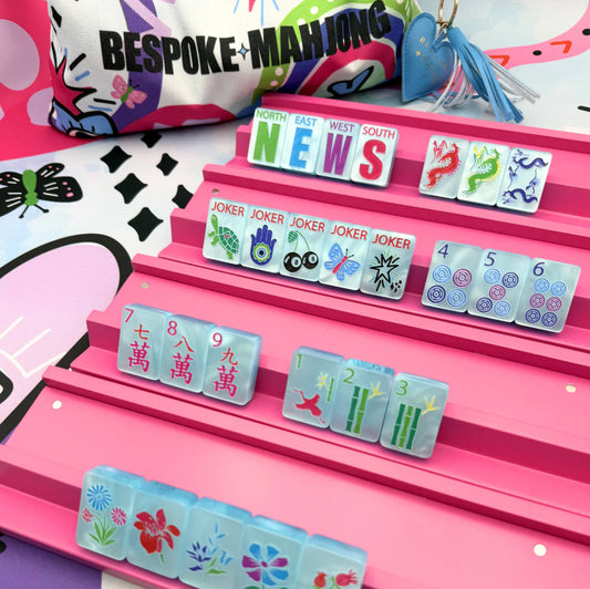 Hamptons Pearl Blue Lucky Charms Tile Set | Bespoke Mahjong