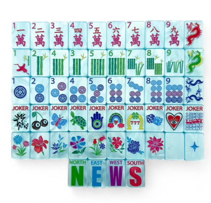 Hamptons Pearl Blue Lucky Charms Tile Set | Bespoke Mahjong