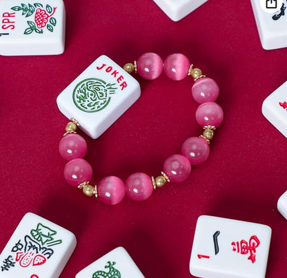 Pink Beaded Joker Tile Bracelet