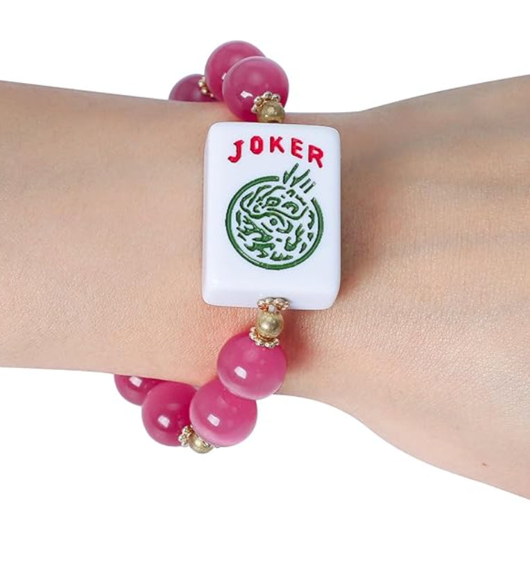 Pink Beaded Joker Tile Bracelet