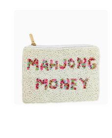 Mahjong Money Beaded Coin Purse - White