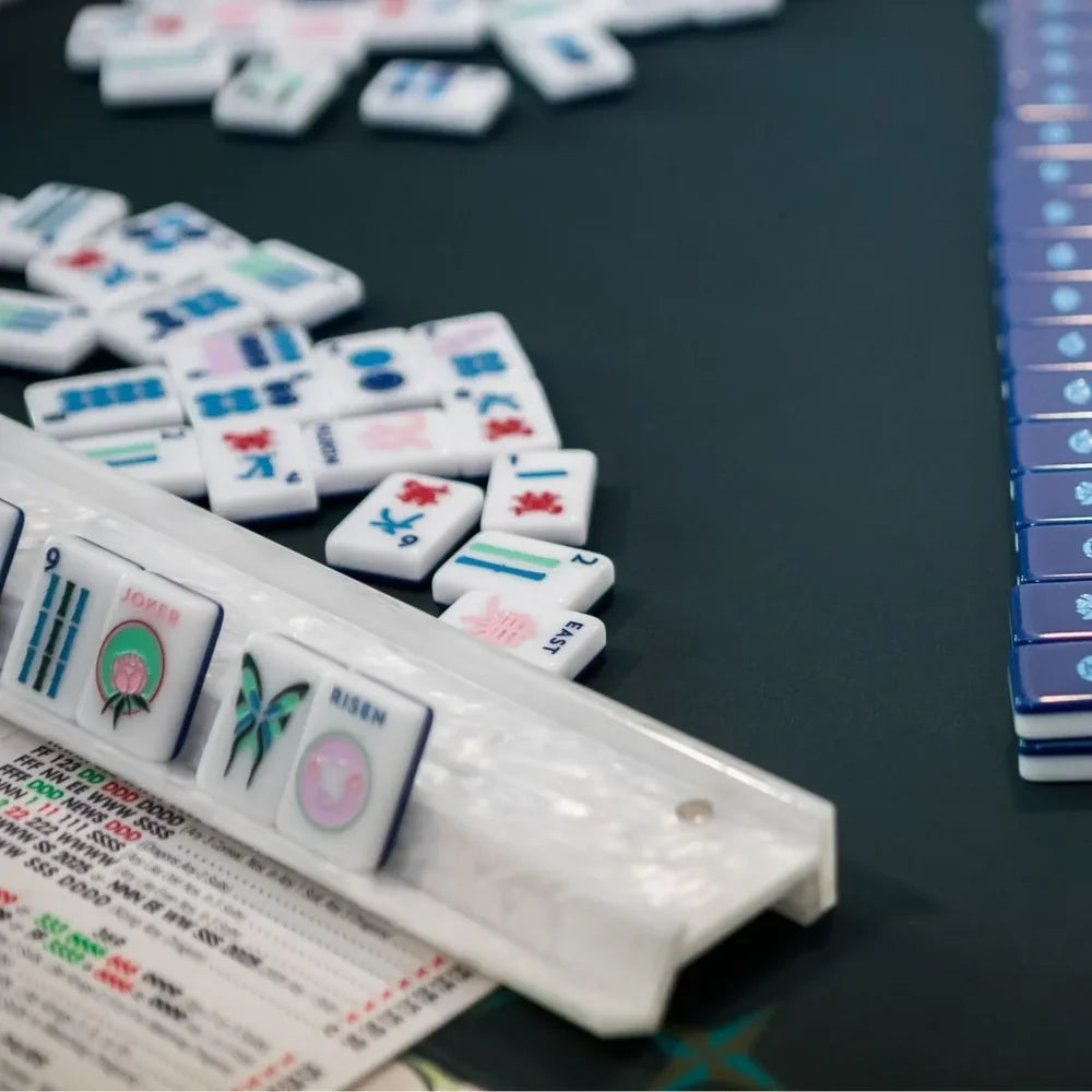 White Mother of Pearl Mahjong Racks | The Mahjong House