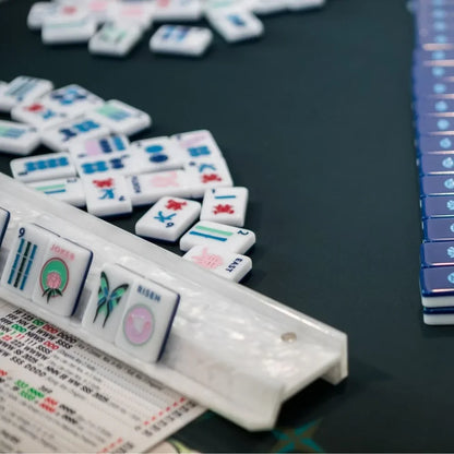 White Mother of Pearl Mahjong Racks | The Mahjong House