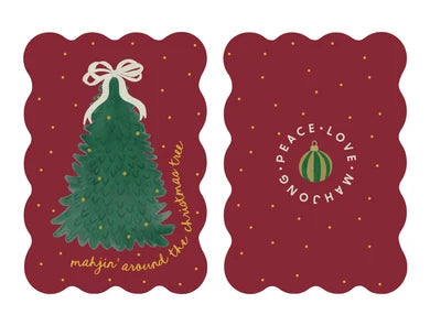 Mahjin' Around the Christmas Tree (Dark Red) Mahjong Tile Shufflers | Peace Love Mahjong