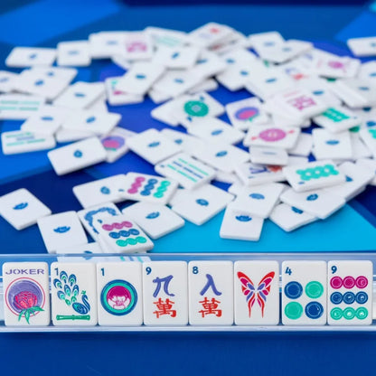 White with Jewel-Tones Travel Mahjong Set | The Mahjong House