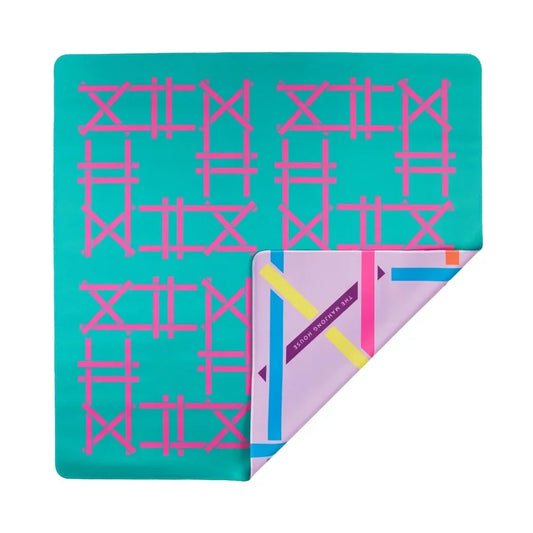 Teal Trellis Double-Sided Mahjong Mat | The Mahjong House