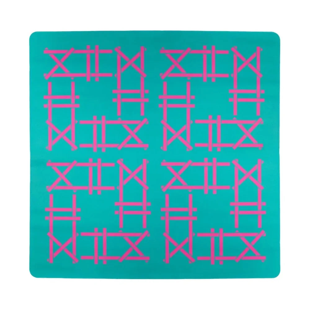 Teal Trellis Double-Sided Mahjong Mat | The Mahjong House