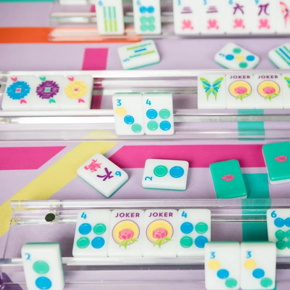 Teal Trellis Double-Sided Mahjong Mat | The Mahjong House