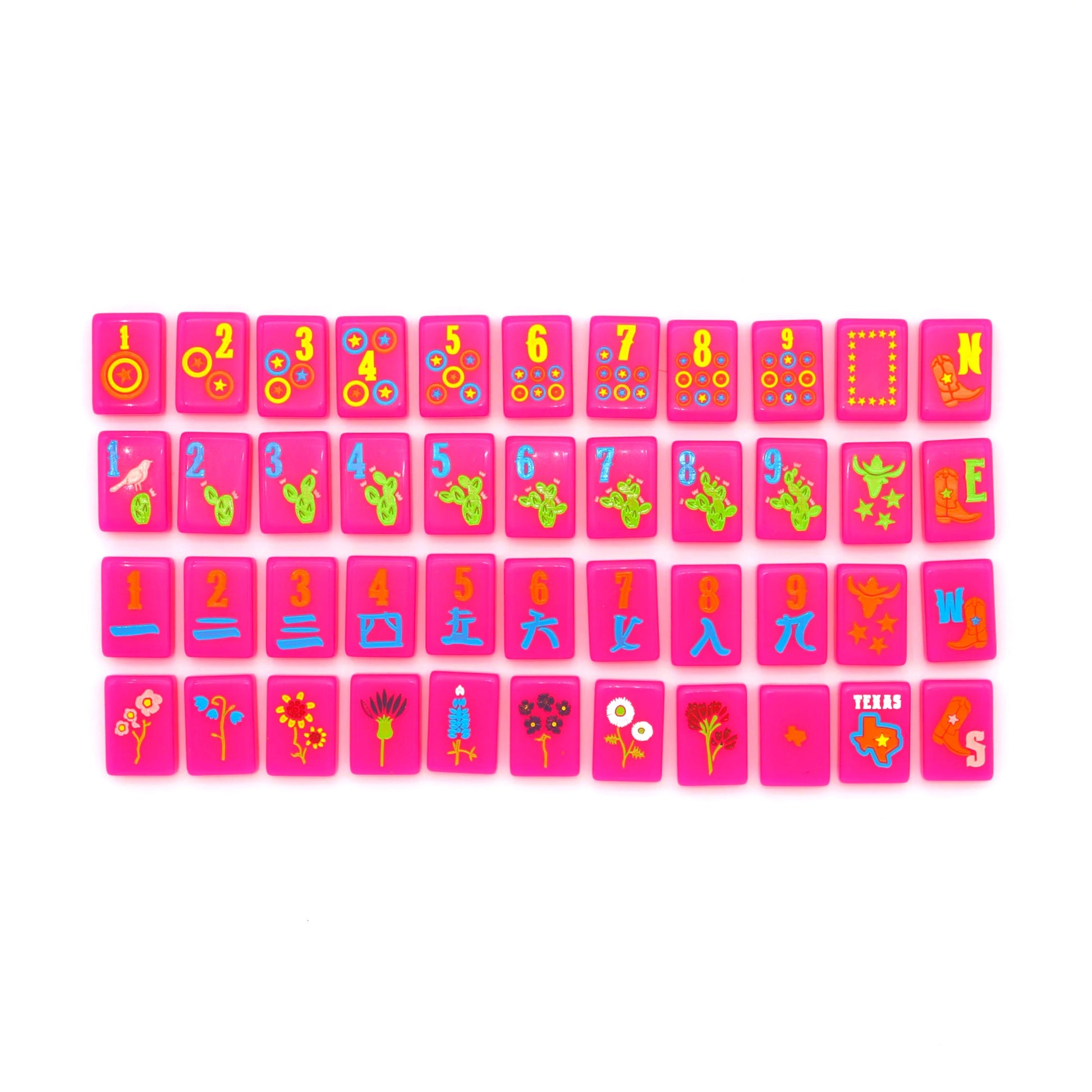 Hot Pink Texas Mahjong Tiles