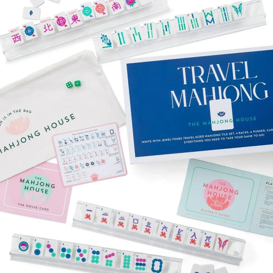 White with Jewel-Tones Travel Mahjong Set | The Mahjong House