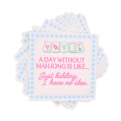 "Day Without Mahjong" Cocktail Napkins | Middle & Main Mahjong