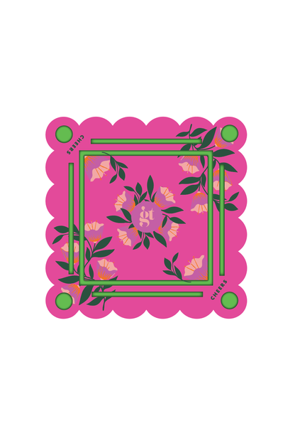 Floating Mahjong Mat - Neon Floral Pink